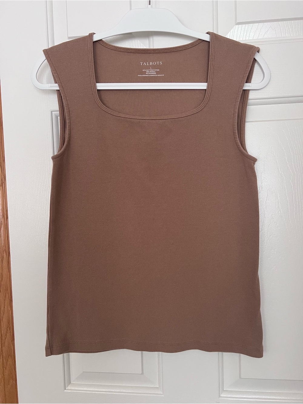 Talbots Ribbed Square-Neck Tank in Warm Brown
